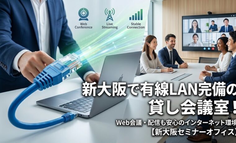 新大阪で有線LAN完備の貸し会議室！Web会議・配信も安心のインターネット環境【新大阪セミナーオフィス】